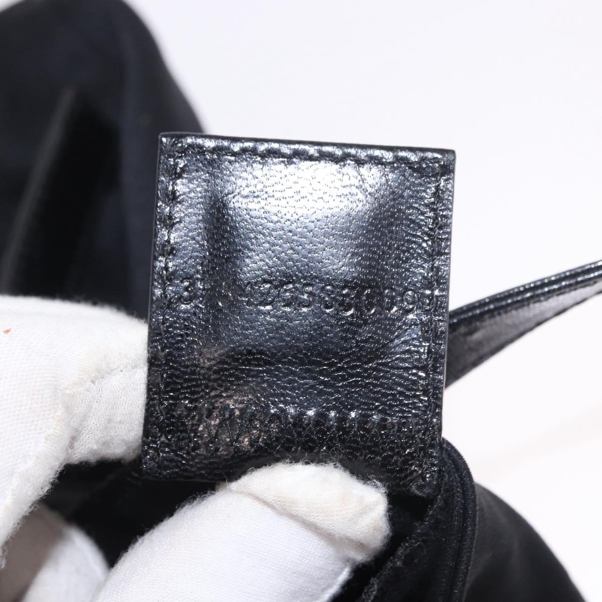 FENDI Mamma Baguette Shoulder Bag Cotton jersey Black Silver Auth 186336