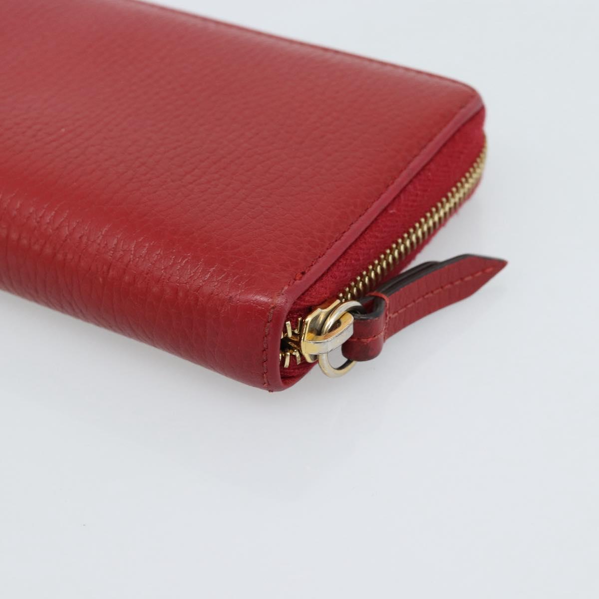 GUCCI GG Marmont Long Wallet Leather Red Gold 456117 Auth 186348A