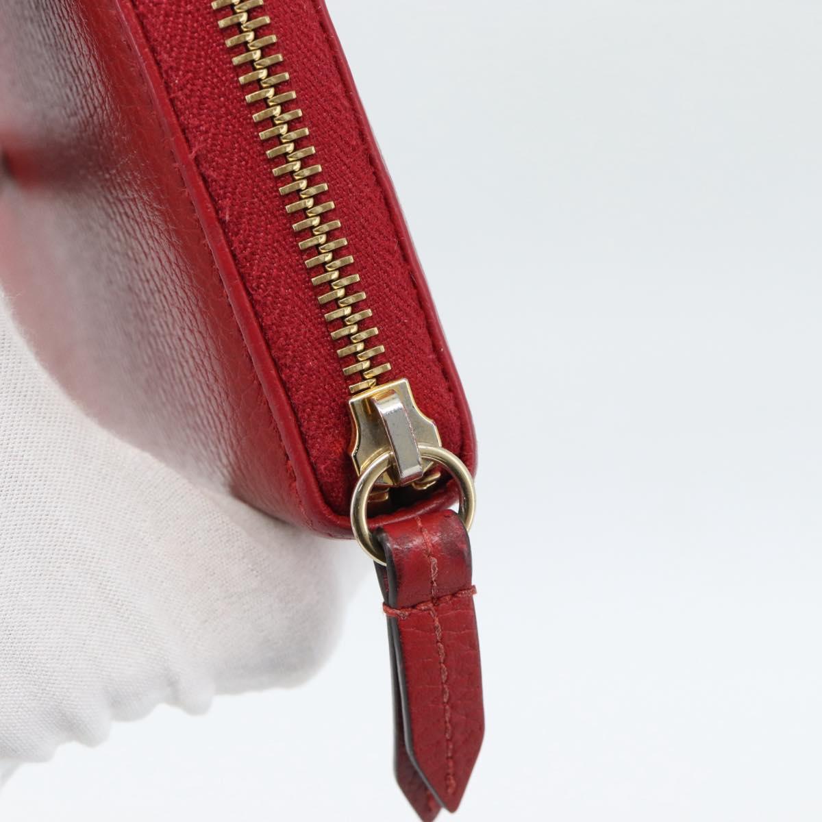 GUCCI GG Marmont Long Wallet Leather Red Gold 456117 Auth 186348A