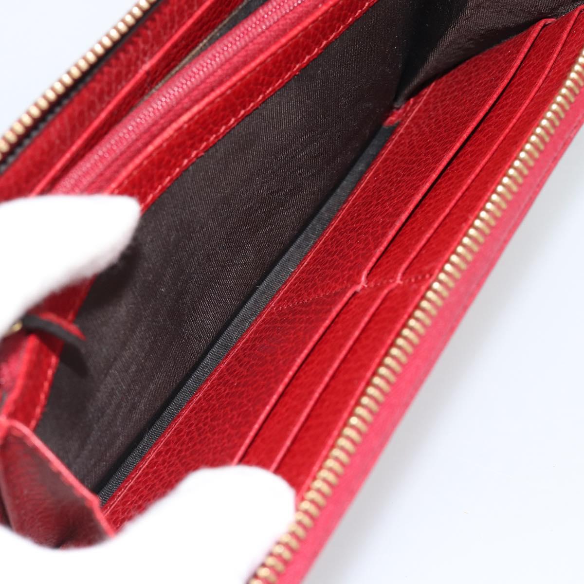 GUCCI GG Marmont Long Wallet Leather Red Gold 456117 Auth 186348A
