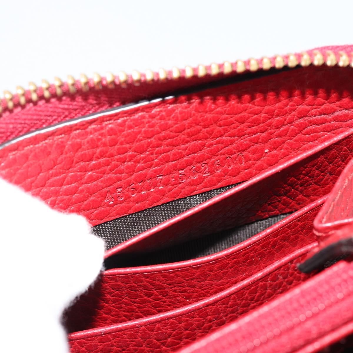 GUCCI GG Marmont Long Wallet Leather Red Gold 456117 Auth 186348A