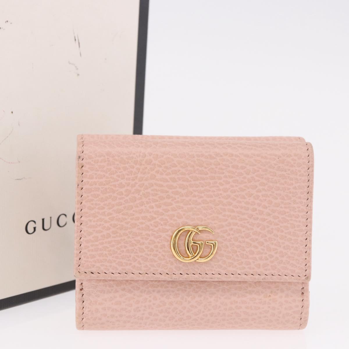 GUCCI GG Marmont Wallet Leather Pink Gold 524672 Auth 186349M