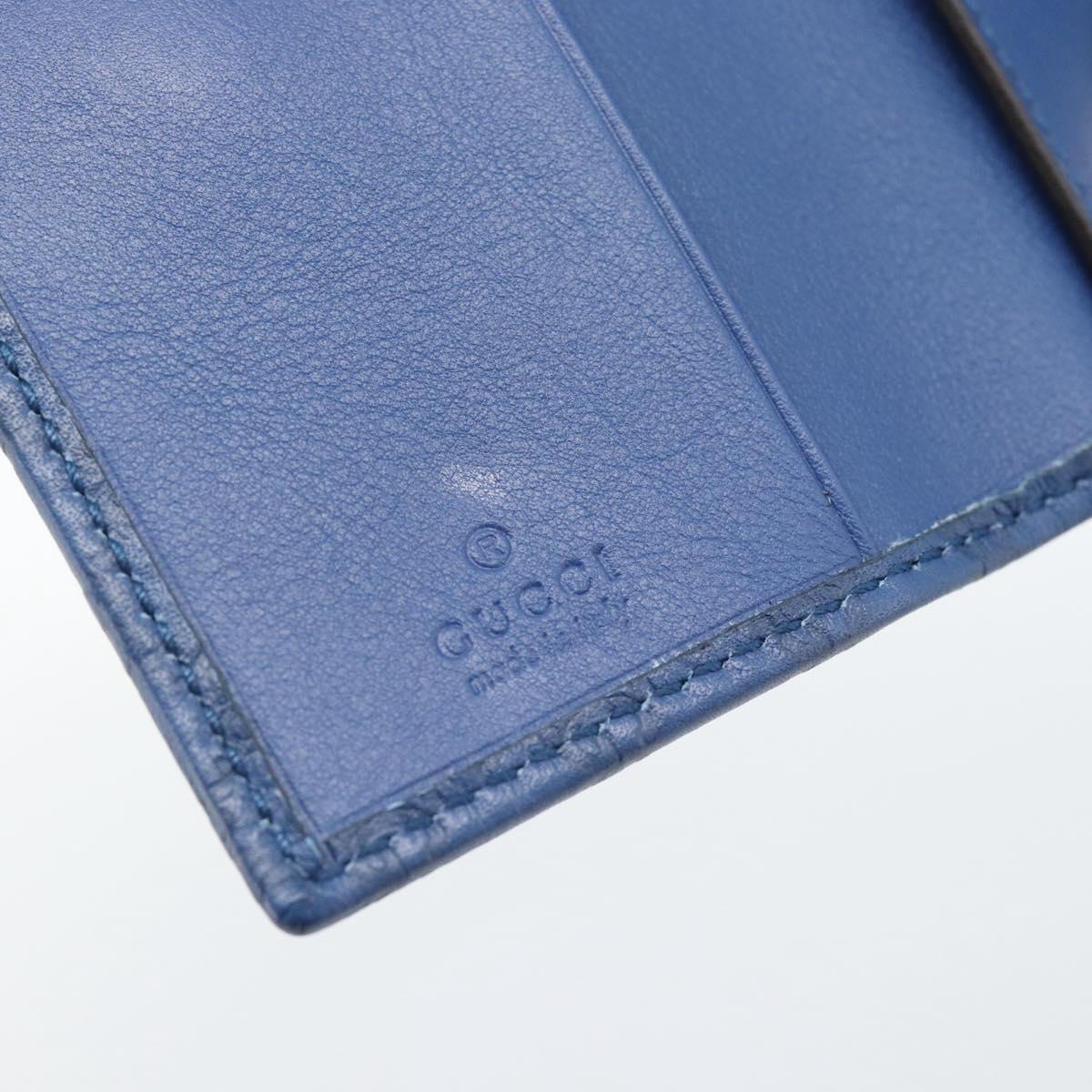 GUCCI Micro Guccissima GG Canvas Key Case Leather Blue Gold 278633 Auth 186350M