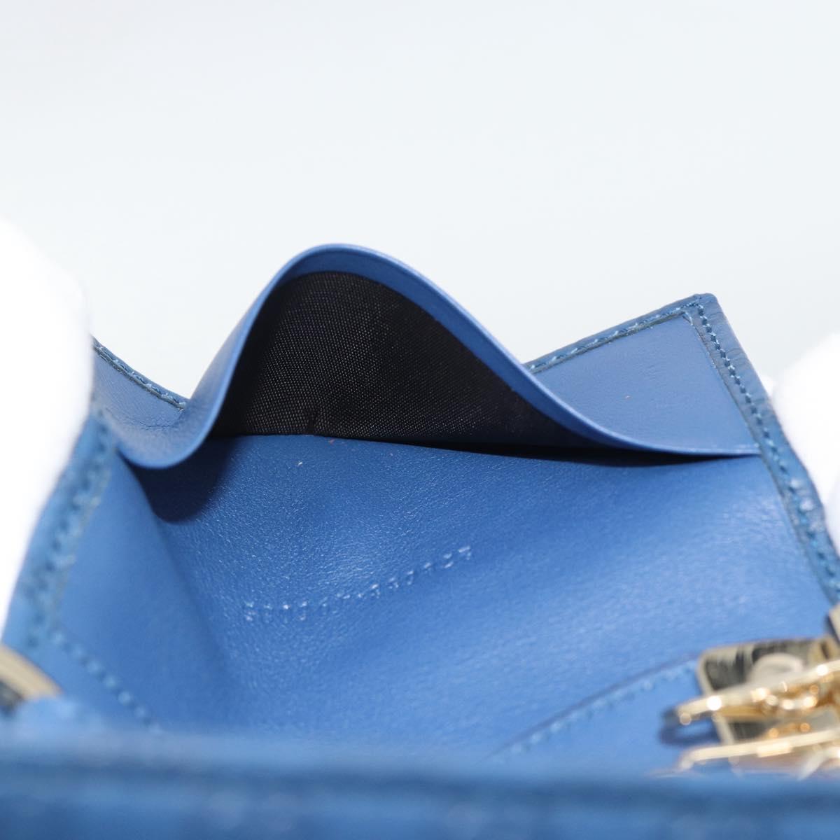 GUCCI Micro Guccissima GG Canvas Key Case Leather Blue Gold 278633 Auth 186350M