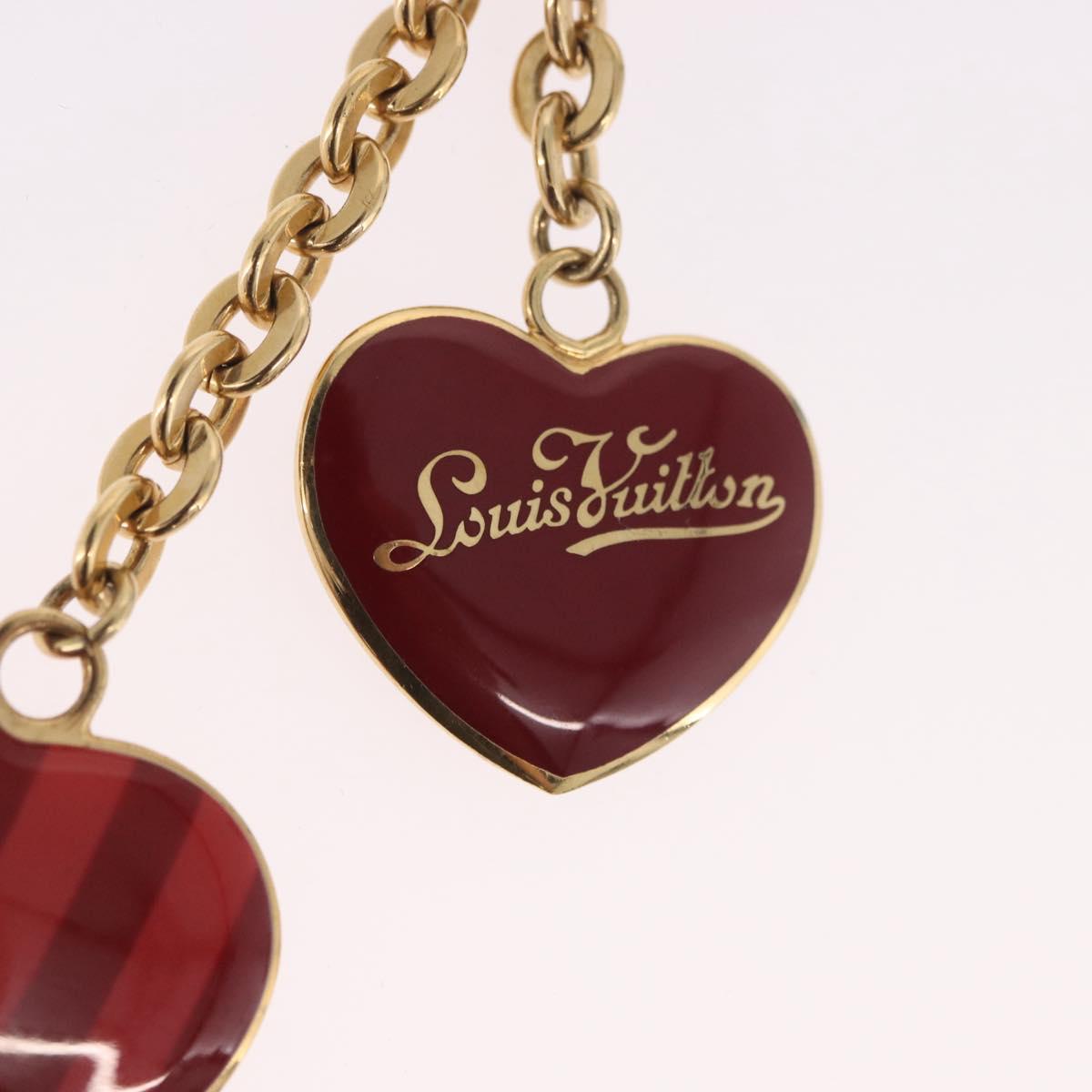LOUIS VUITTON Porte Cles Coeur Rayure Charm Gold M66476 LV Auth 186357M