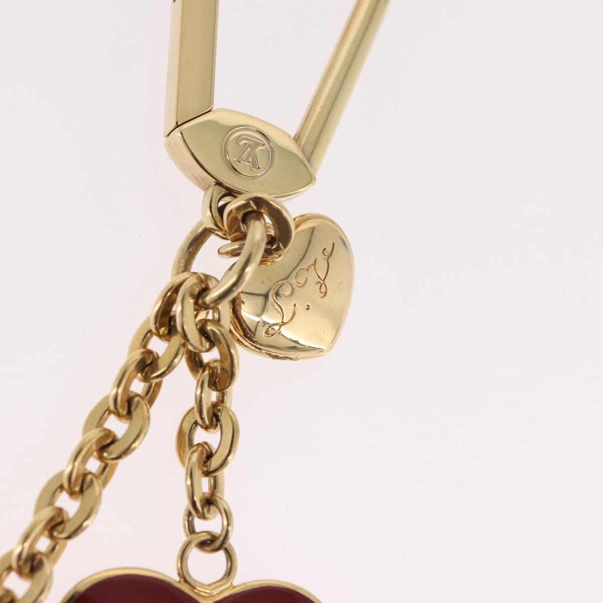 LOUIS VUITTON Porte Cles Coeur Rayure Charm Gold M66476 LV Auth 186357M
