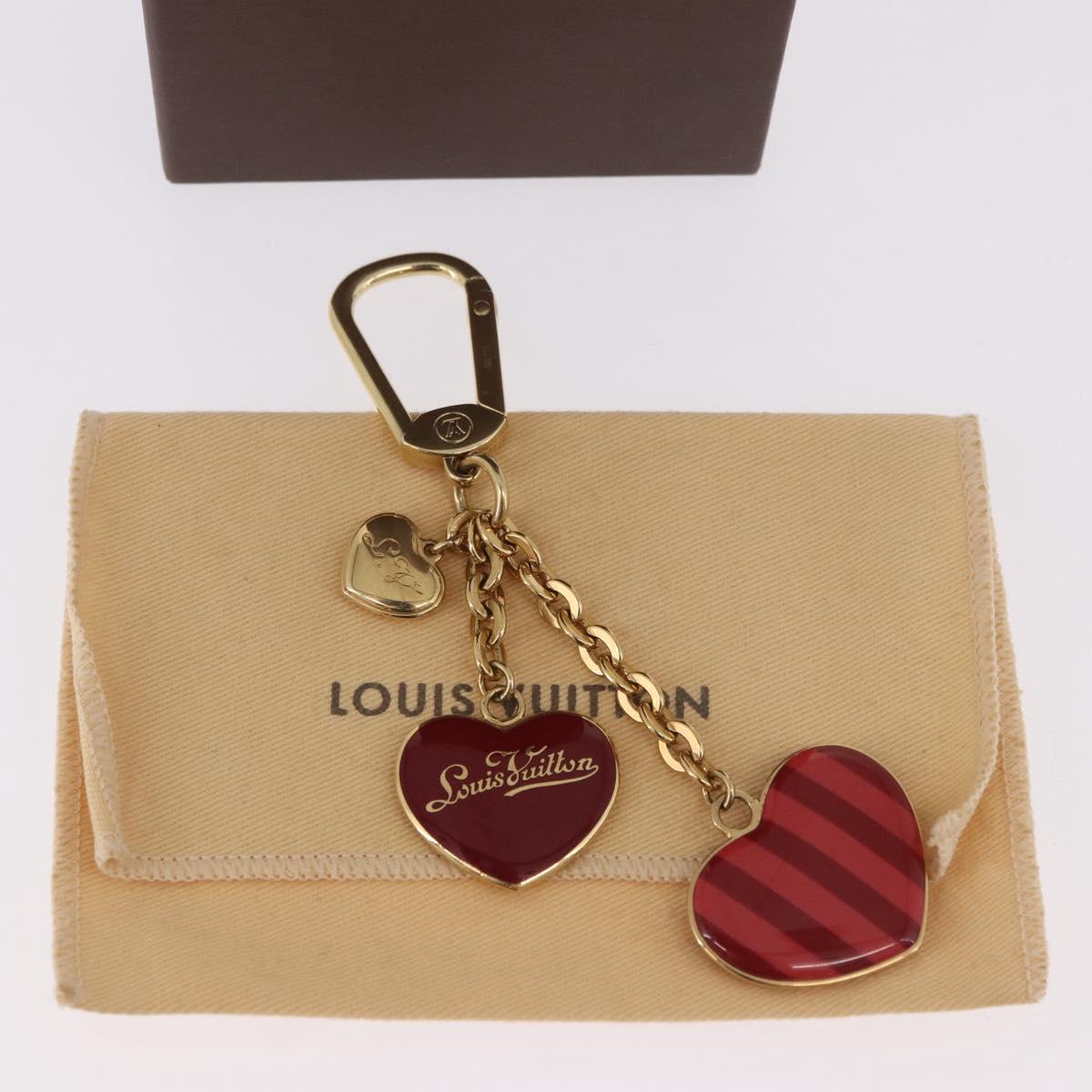 LOUIS VUITTON Porte Cles Coeur Rayure Charm Gold M66476 LV Auth 186357M