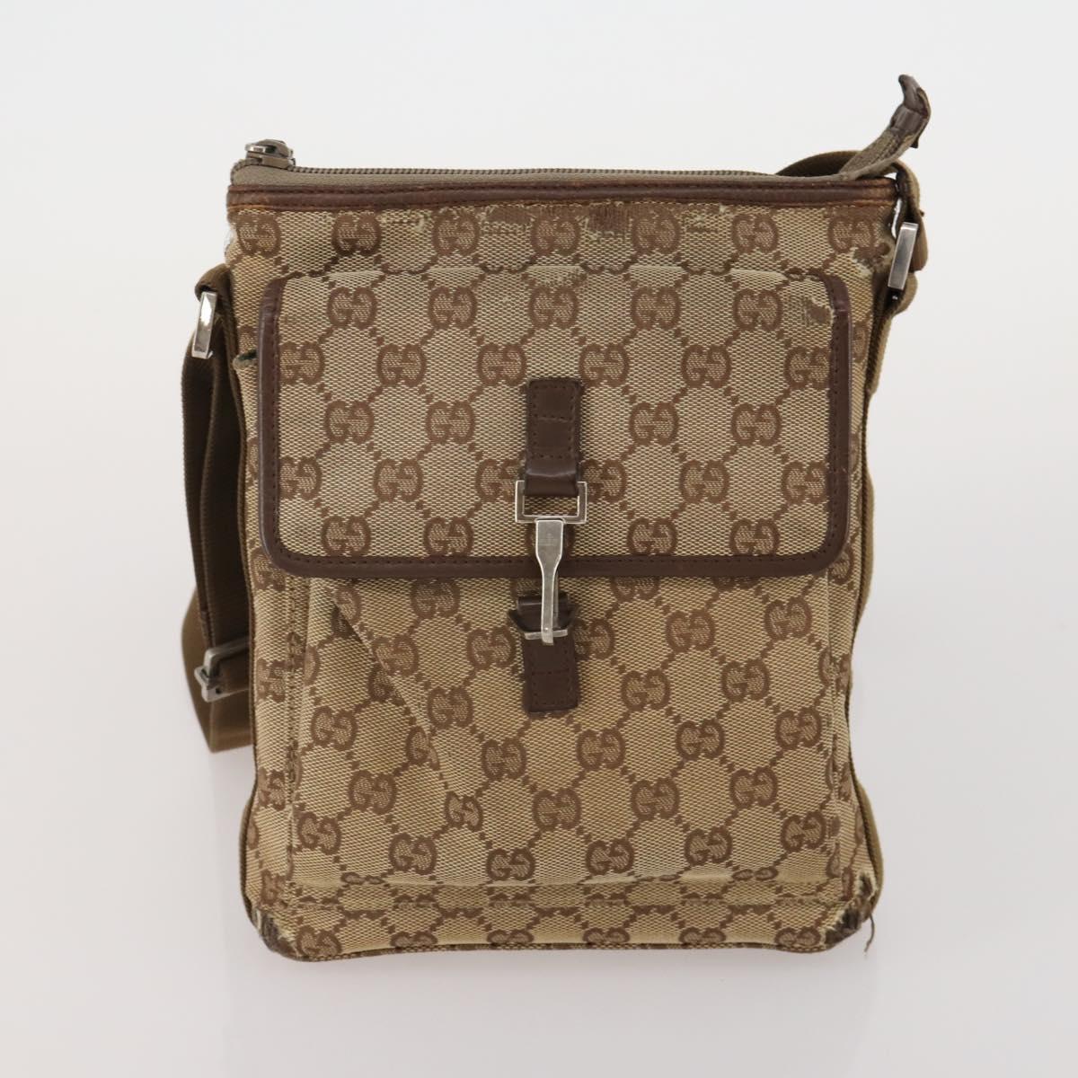 GUCCI GG Canvas Shoulder Bag 2 Set Beige Black Auth 186360