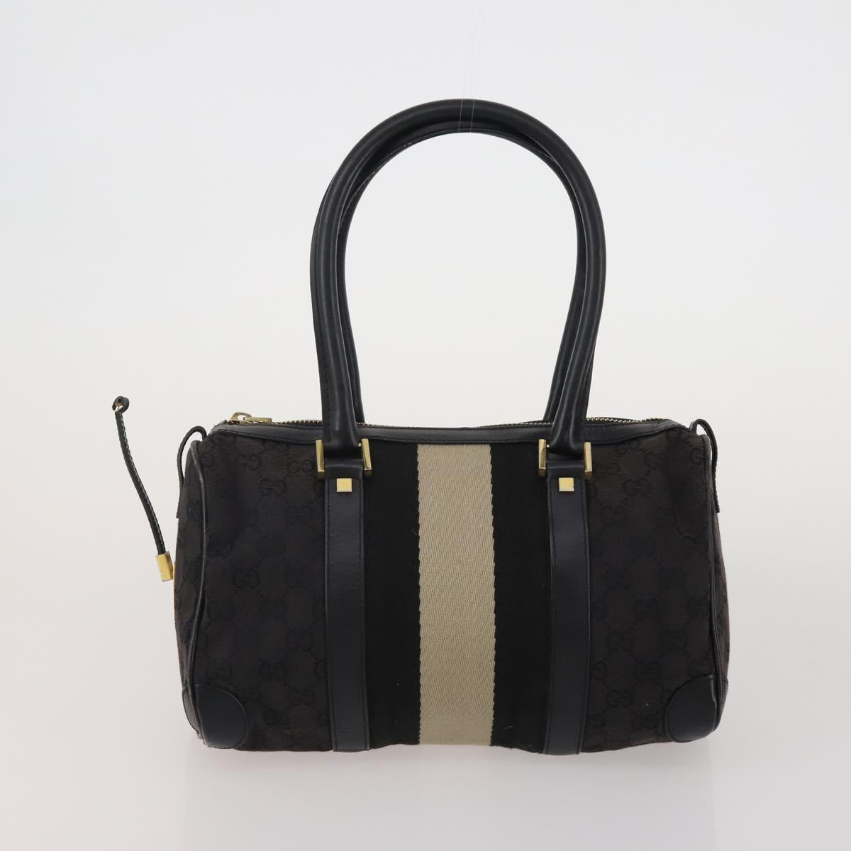 GUCCI GG Canvas Sherry Line Bamboo Bag Leather 4 Set Beige Black Auth 186361