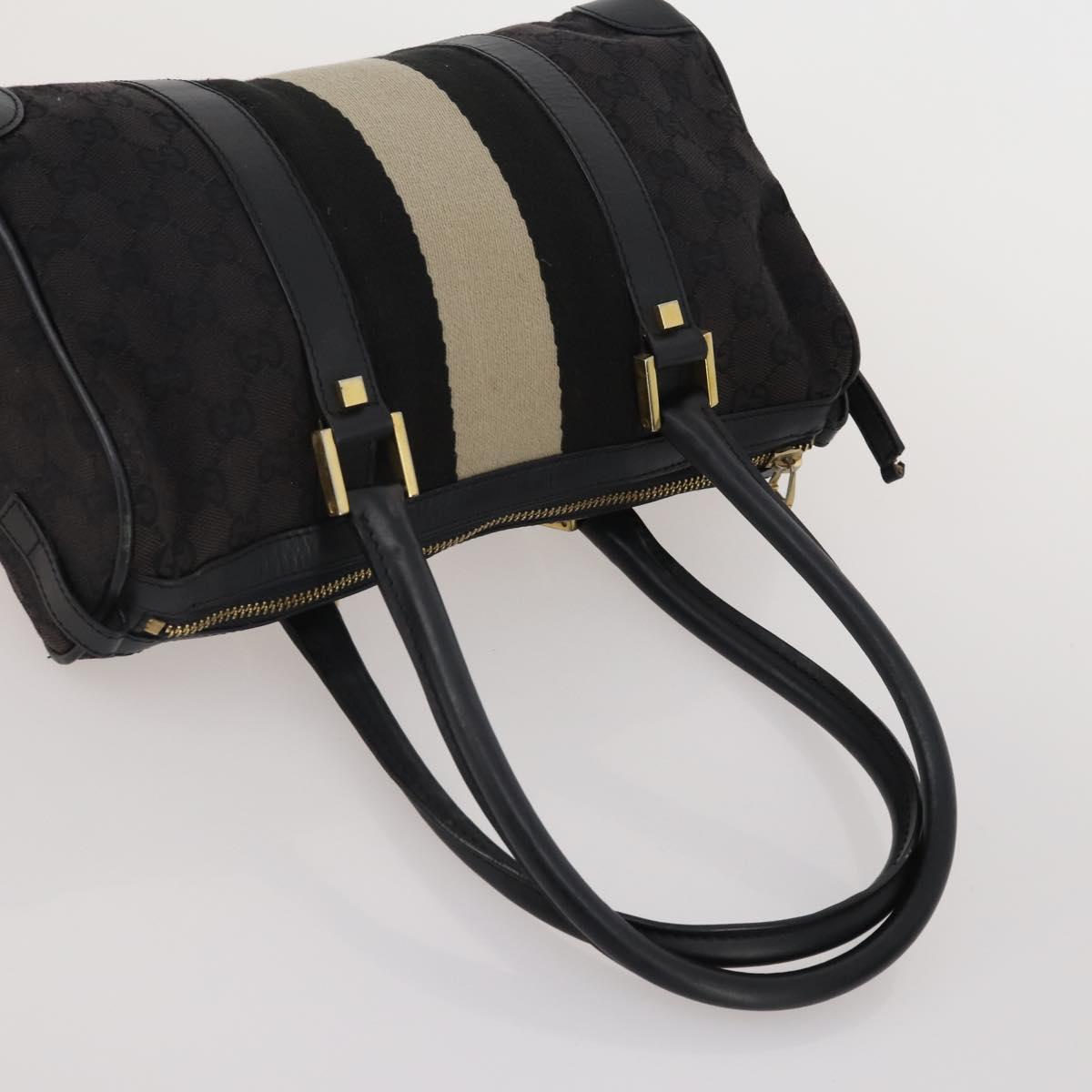 GUCCI GG Canvas Sherry Line Bamboo Bag Leather 4 Set Beige Black Auth 186361