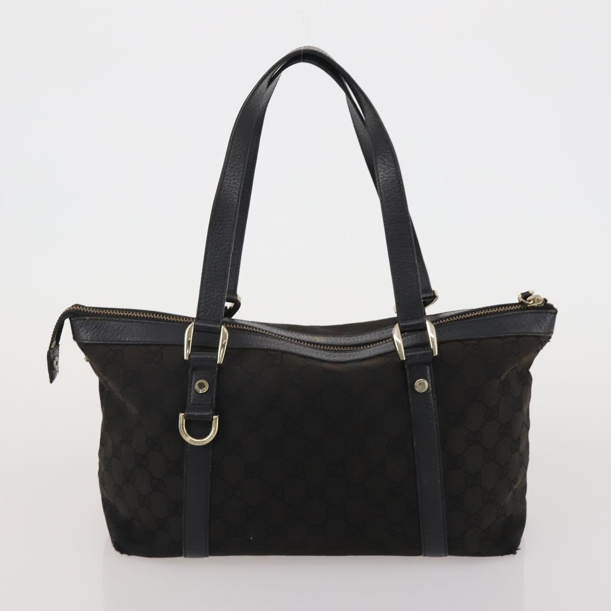 GUCCI GG Canvas Sherry Line Bamboo Bag Leather 4 Set Beige Black Auth 186361