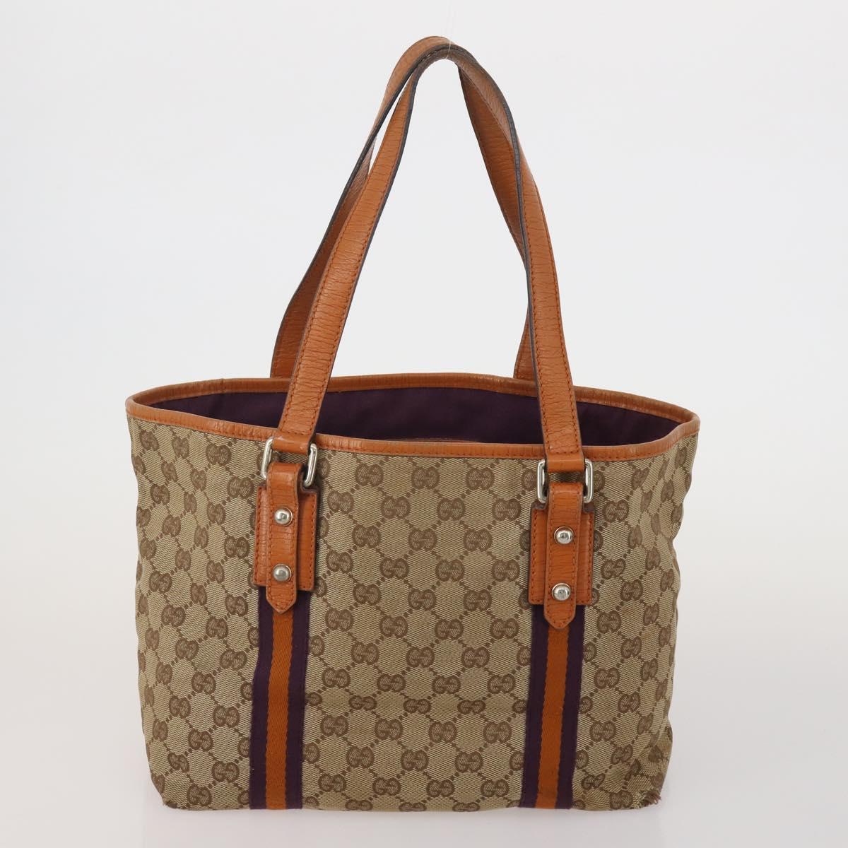 GUCCI GG Canvas Sherry Line Bamboo Bag Leather 4 Set Beige Black Auth 186361