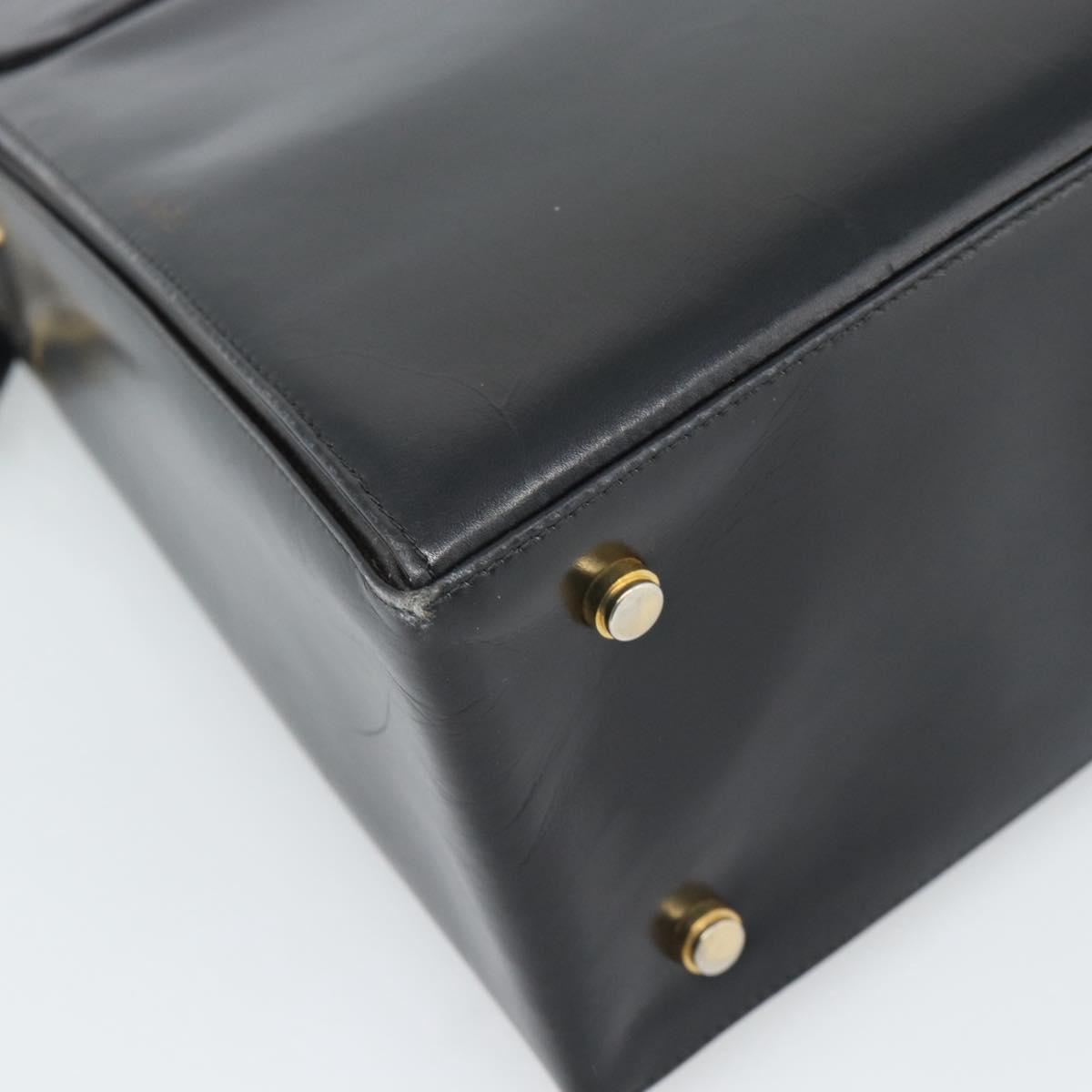 Salvatore Ferragamo Gancini Hand Bag Leather 2way Black Gold Auth 186374