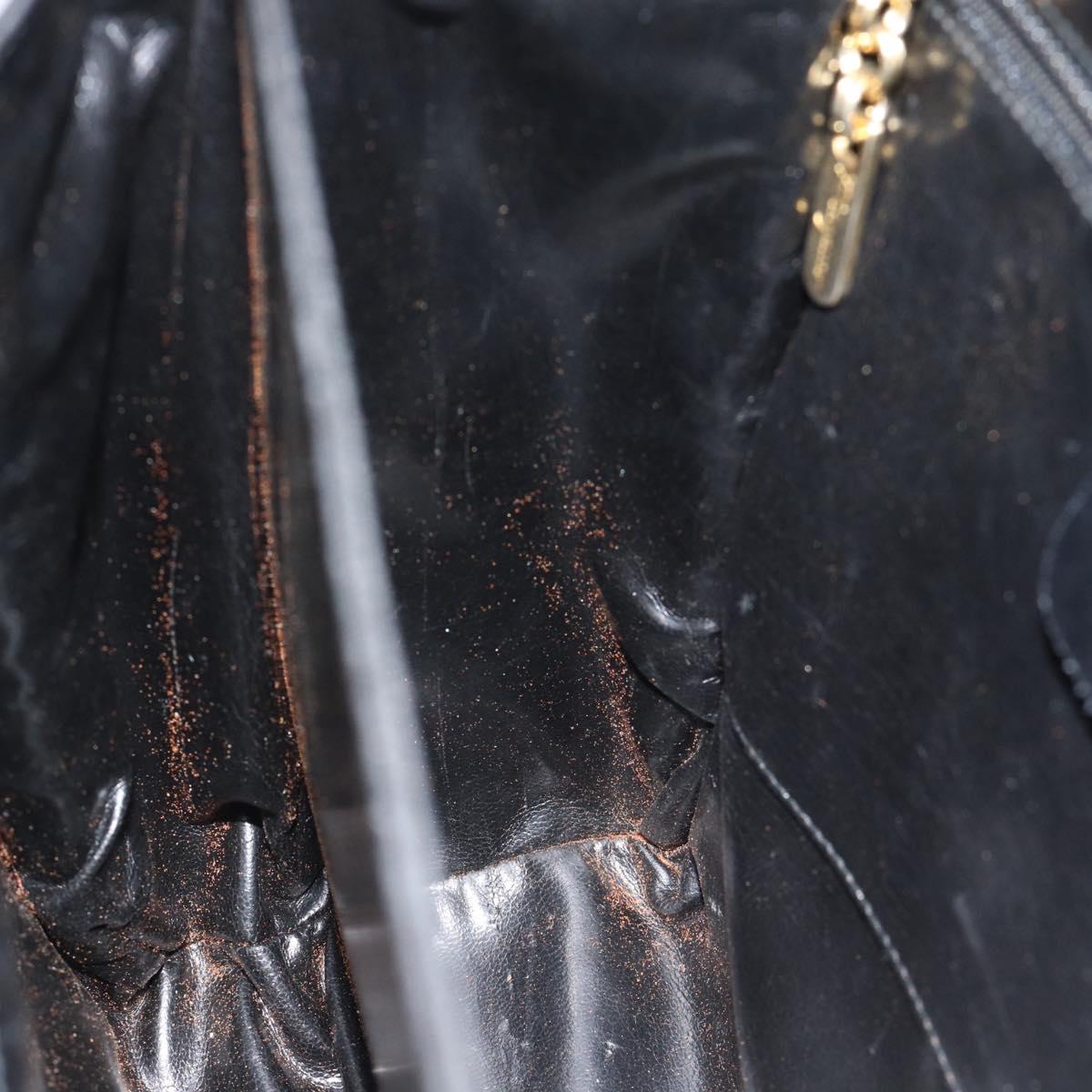 Salvatore Ferragamo Gancini Hand Bag Leather 2way Black Gold Auth 186374
