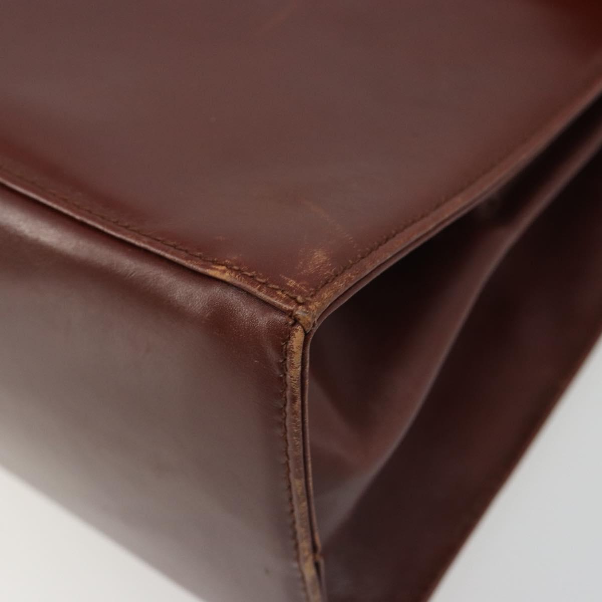 Salvatore Ferragamo Gancini Hand Bag Leather 2way Brown Gold Auth 186375