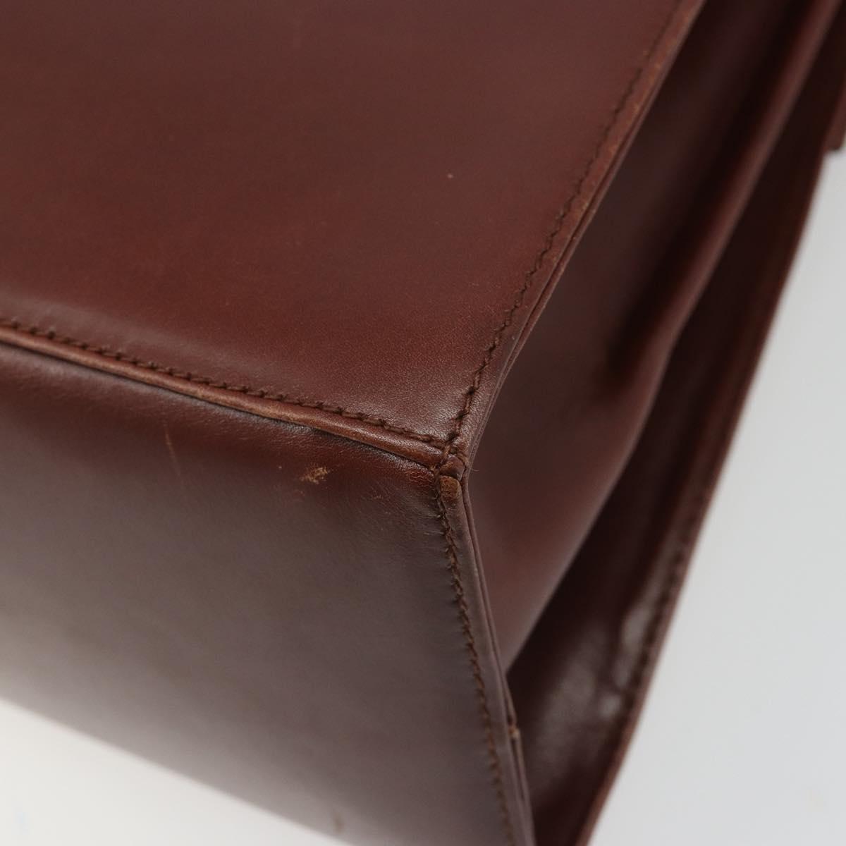 Salvatore Ferragamo Gancini Hand Bag Leather 2way Brown Gold Auth 186375