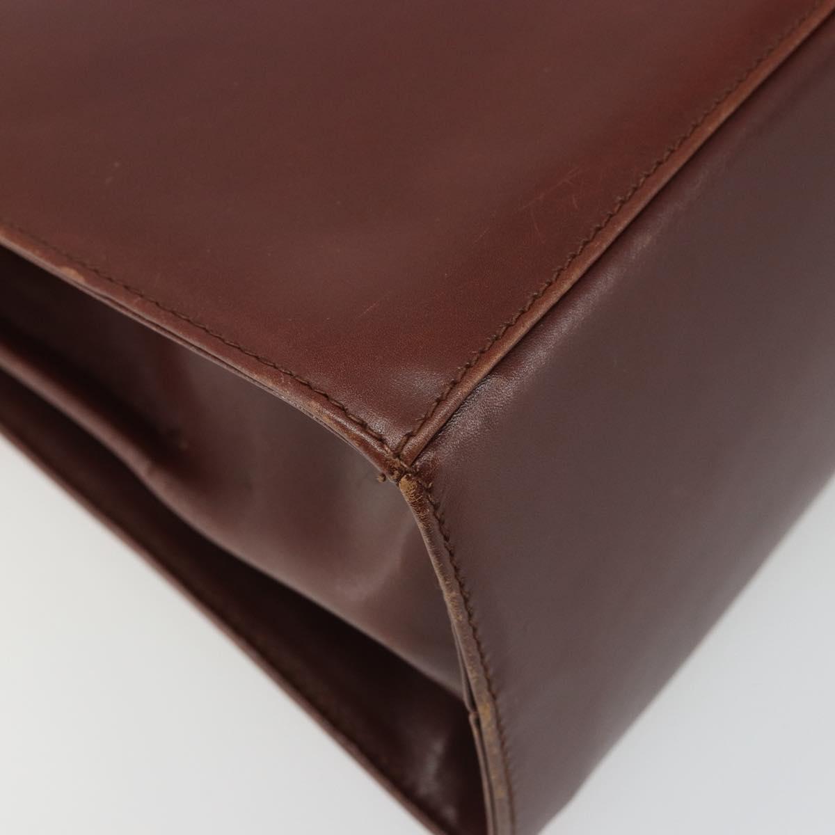 Salvatore Ferragamo Gancini Hand Bag Leather 2way Brown Gold Auth 186375