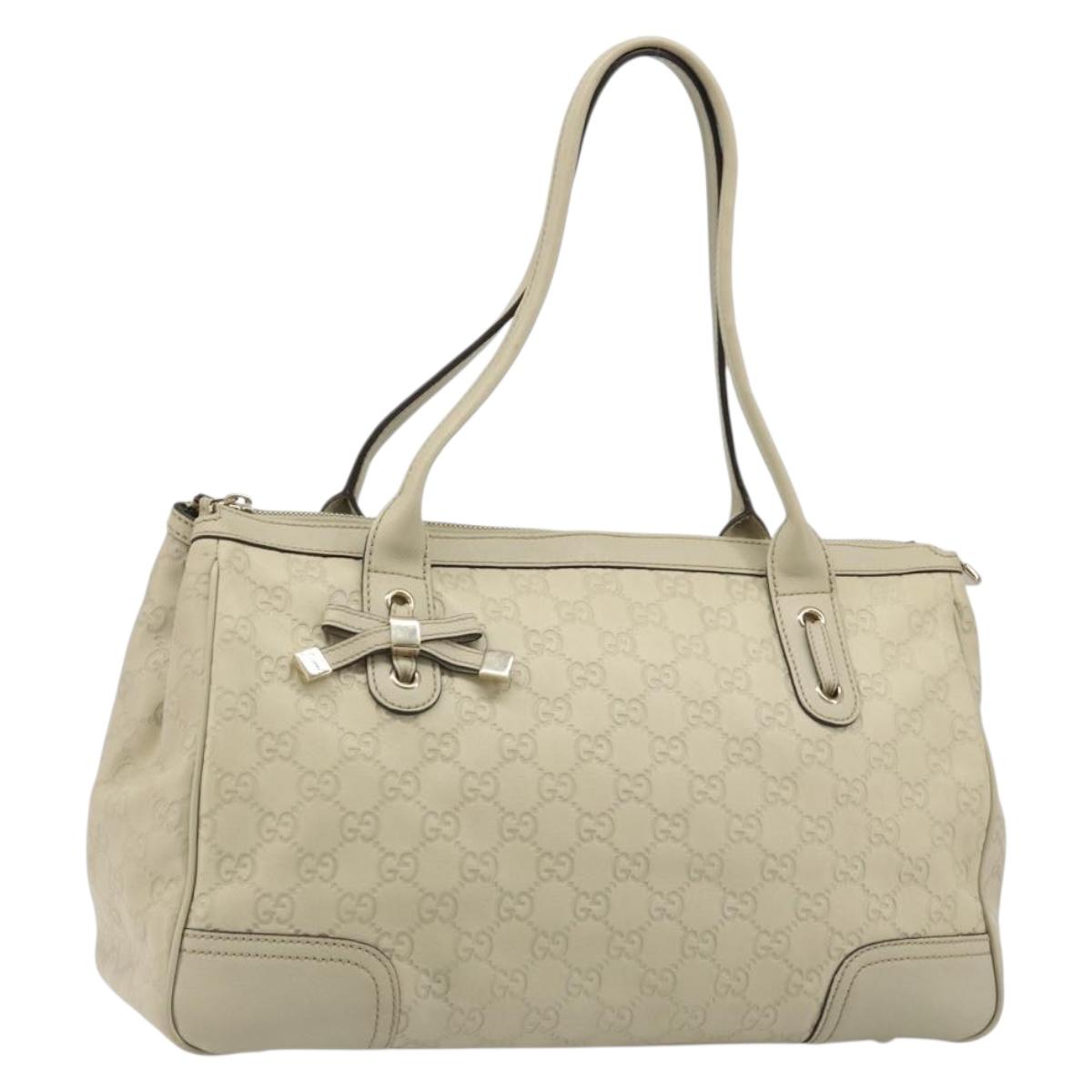 GUCCI GG Canvas Guccissima Princess Bag Leather Ivory Gold 177052 Auth 186378V