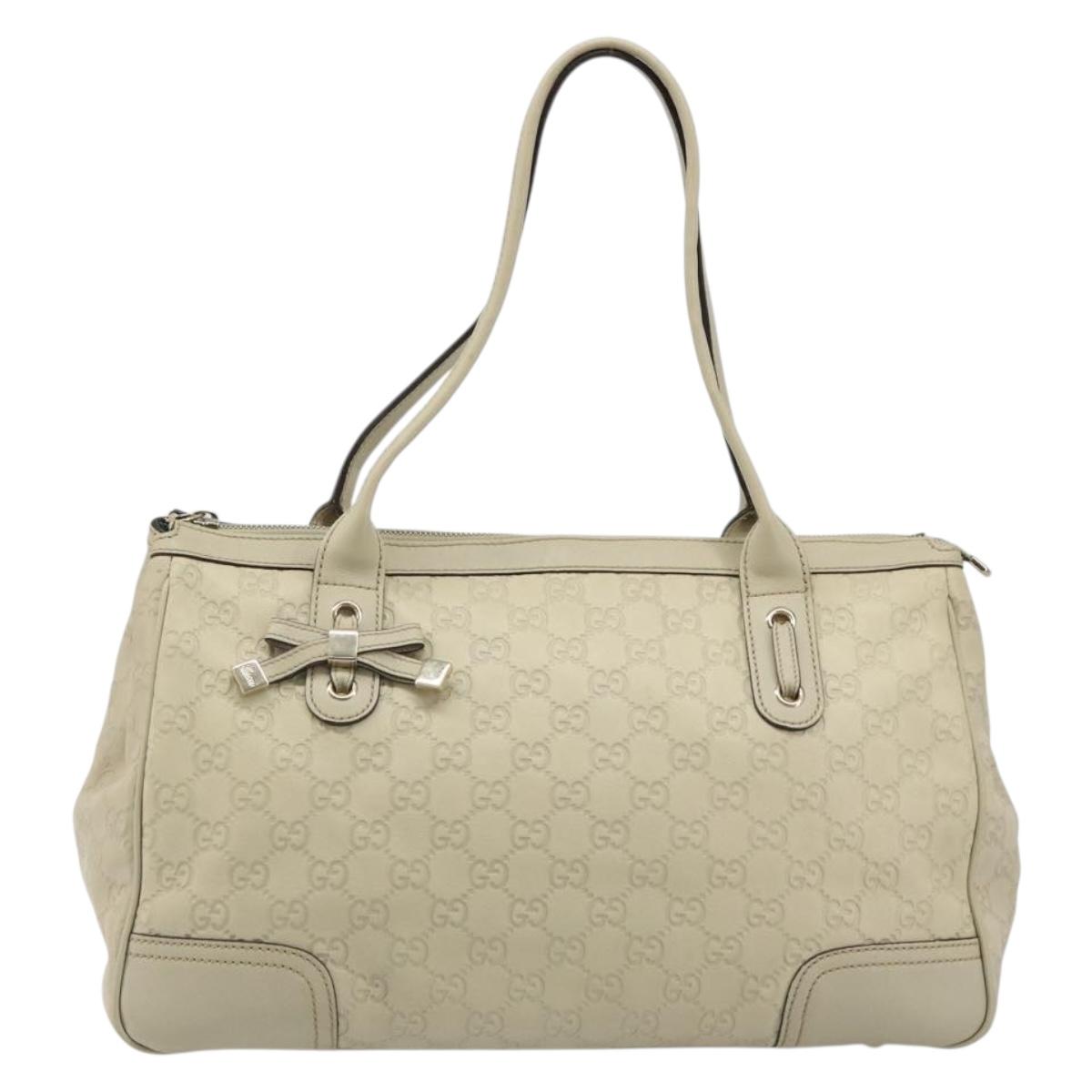 GUCCI GG Canvas Guccissima Princess Bag Leather Ivory Gold 177052 Auth 186378V