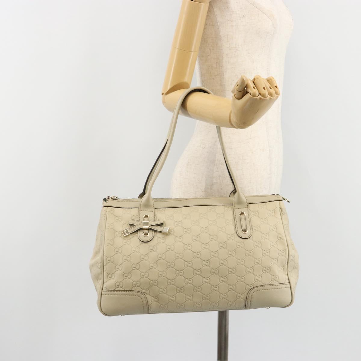 GUCCI GG Canvas Guccissima Princess Bag Leather Ivory Gold 177052 Auth 186378V