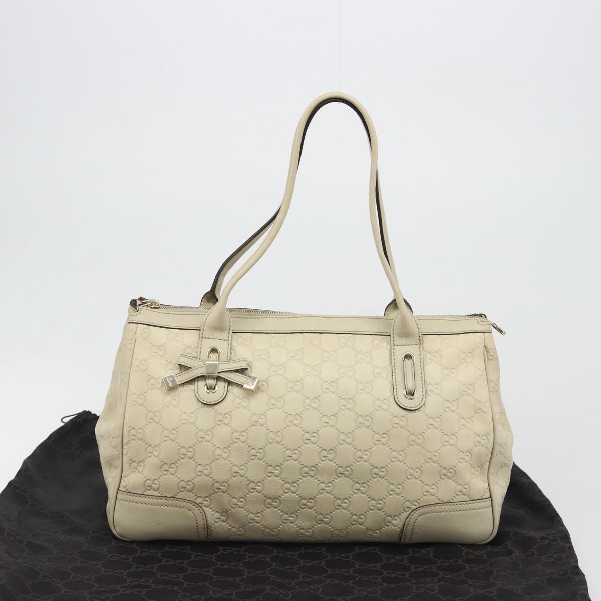 GUCCI GG Canvas Guccissima Princess Bag Leather Ivory Gold 177052 Auth 186378V