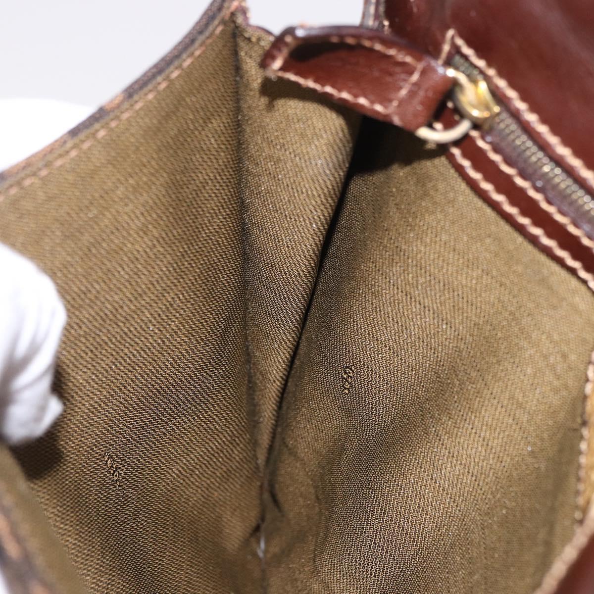 FENDI Zucca Canvas Hand Bag Black Brown Auth 186381V