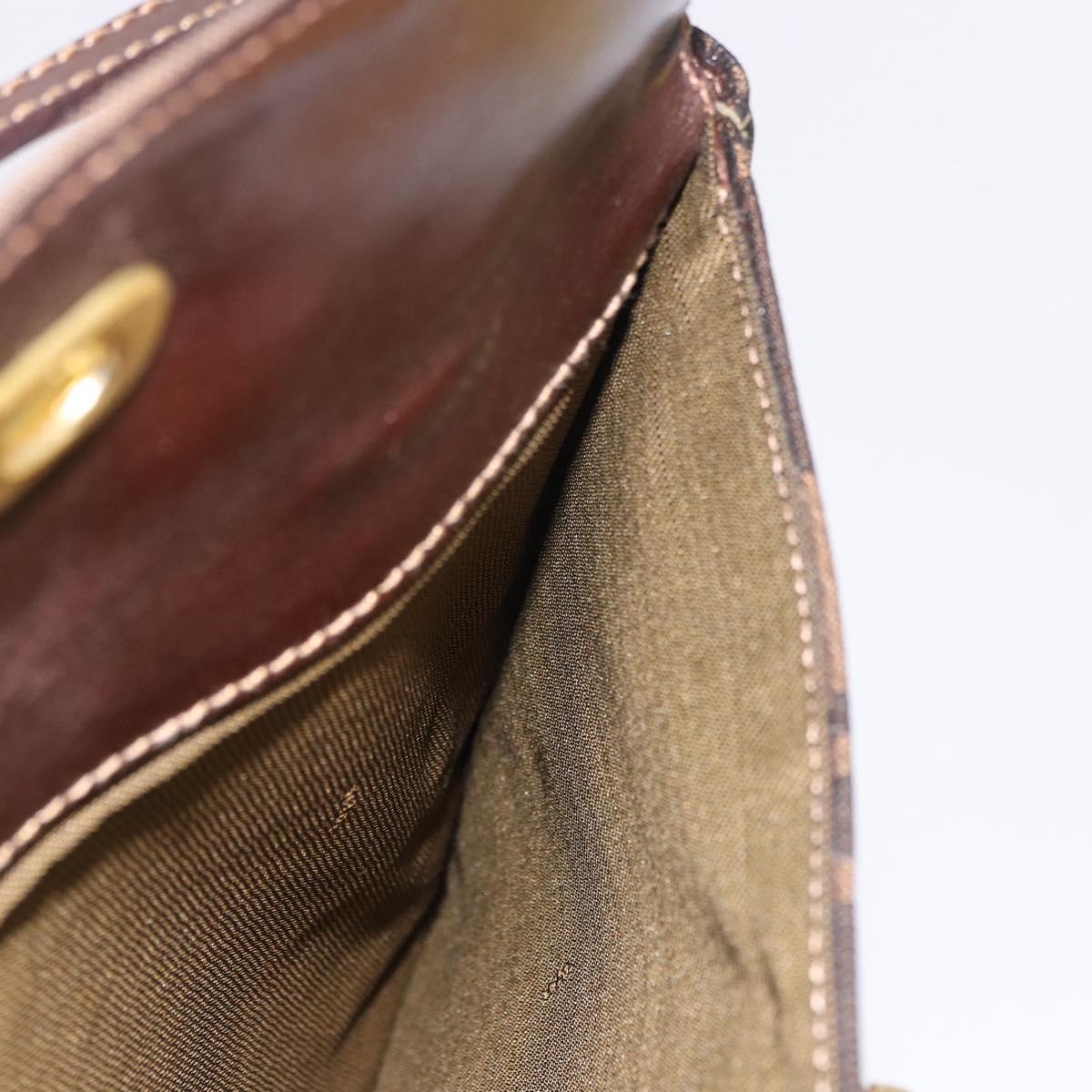 FENDI Zucca Canvas Hand Bag Black Brown Auth 186381V
