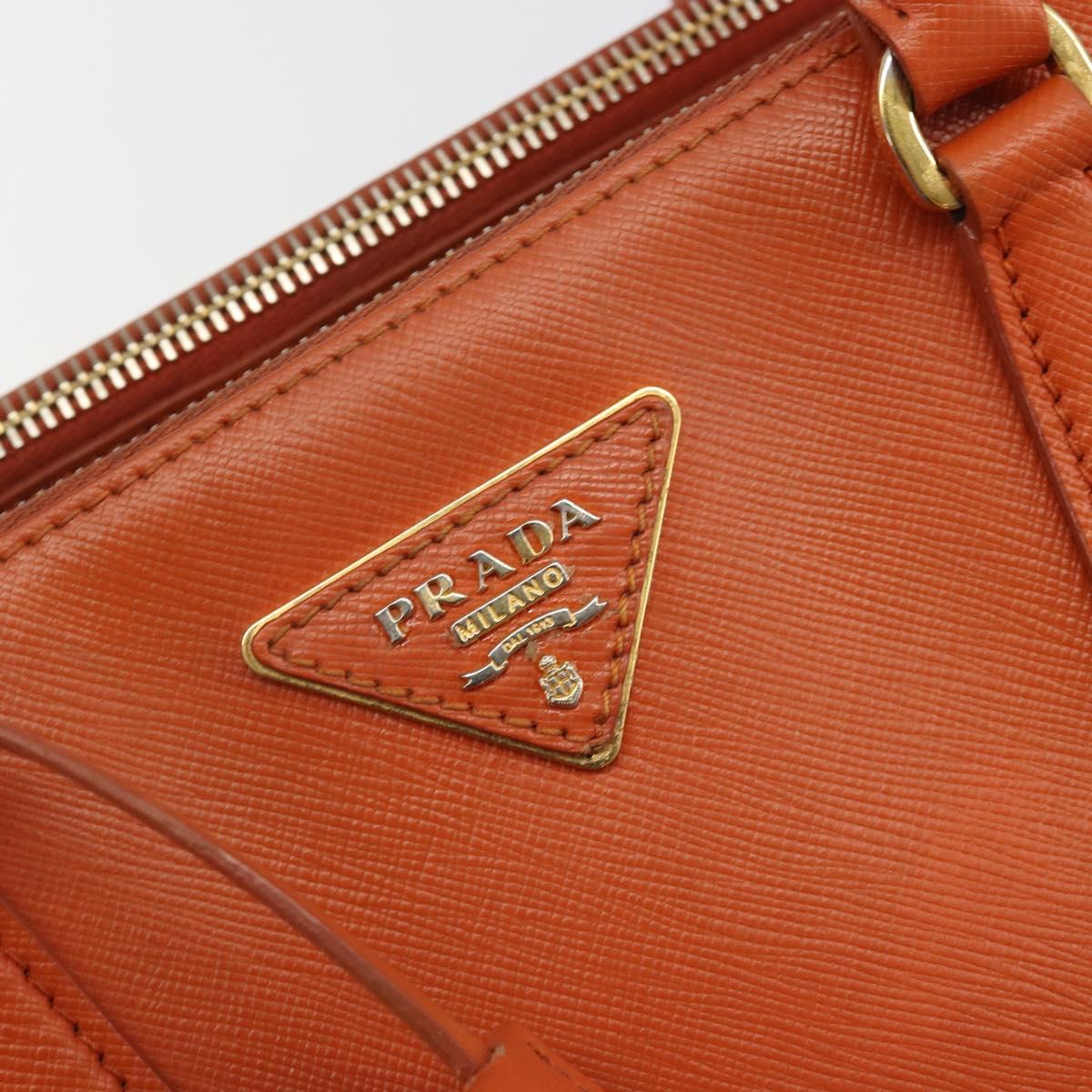 PRADA Galleria Hand Bag Safiano leather 2way Orange Auth 186384V