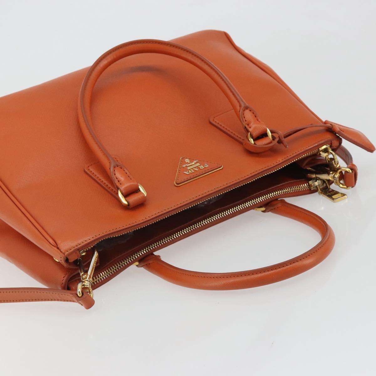 PRADA Galleria Hand Bag Safiano leather 2way Orange Auth 186384V
