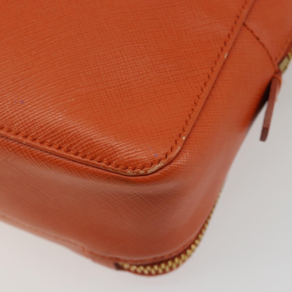 PRADA Shoulder Bag Saffiano leather Orange Gold Auth 186385V