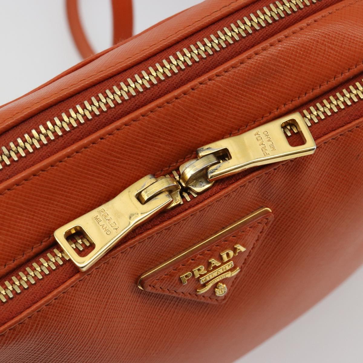 PRADA Shoulder Bag Saffiano leather Orange Gold Auth 186385V