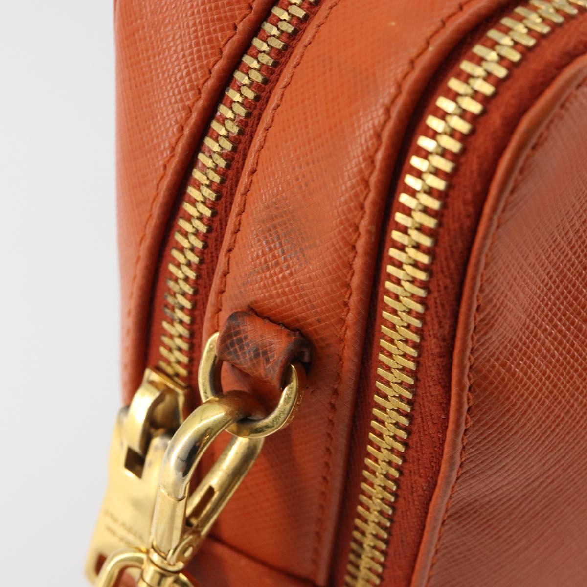 PRADA Shoulder Bag Saffiano leather Orange Gold Auth 186385V