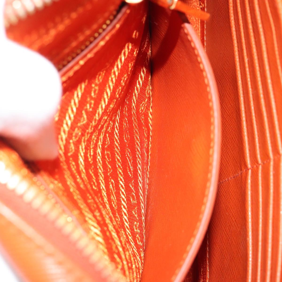 PRADA Shoulder Bag Saffiano leather Orange Gold Auth 186385V