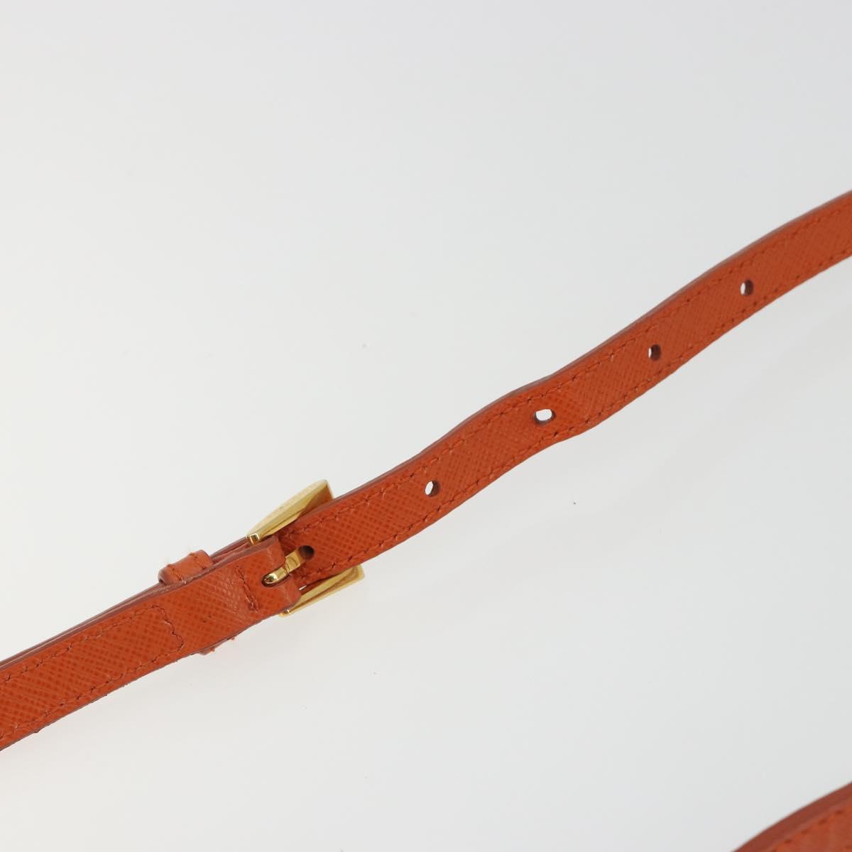 PRADA Shoulder Bag Saffiano leather Orange Gold Auth 186385V