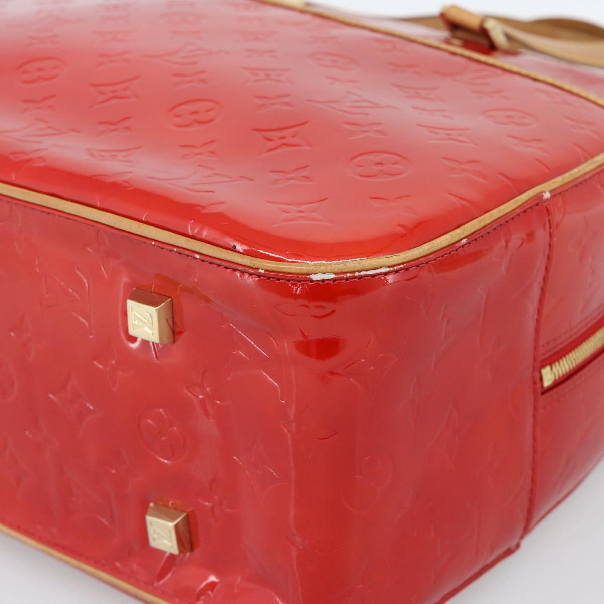 LOUIS VUITTON Monogram Vernis Sutton Hand Bag Red Rouge M91080 LV Auth 186400