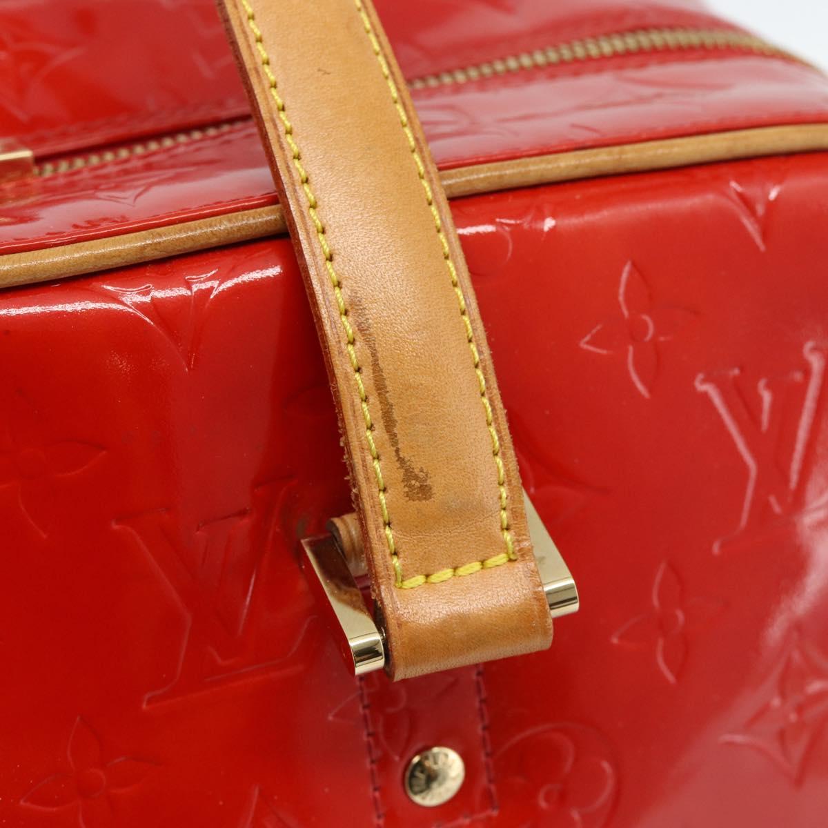 LOUIS VUITTON Monogram Vernis Sutton Hand Bag Red Rouge M91080 LV Auth 186400