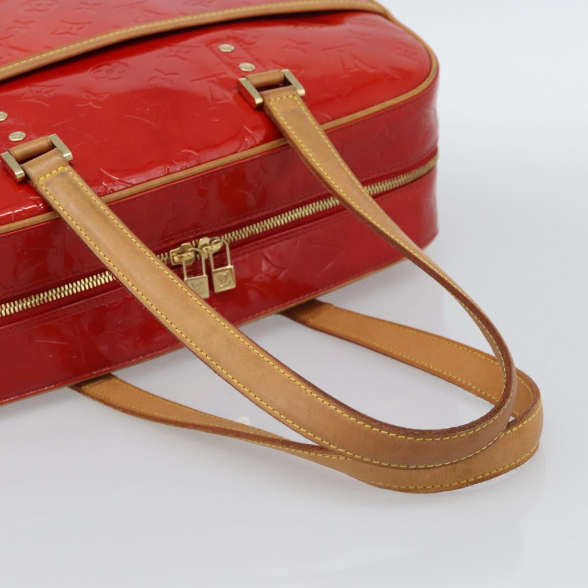 LOUIS VUITTON Monogram Vernis Sutton Hand Bag Red Rouge M91080 LV Auth 186400
