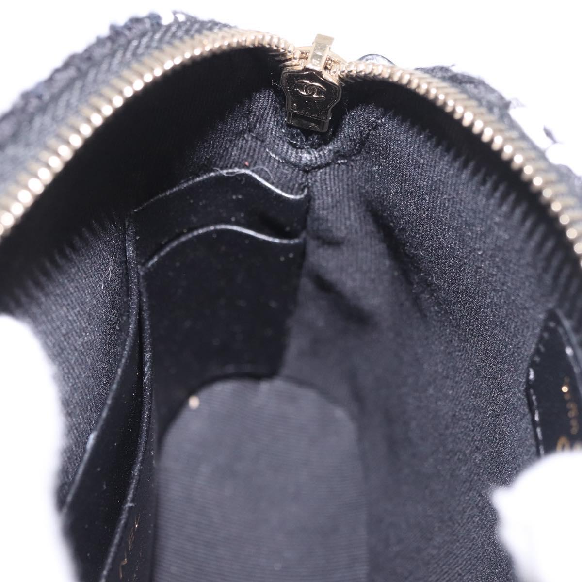 CHANEL Matelasse Chain Shoulder Bag Tweed Black Gold CC Auth 186402M