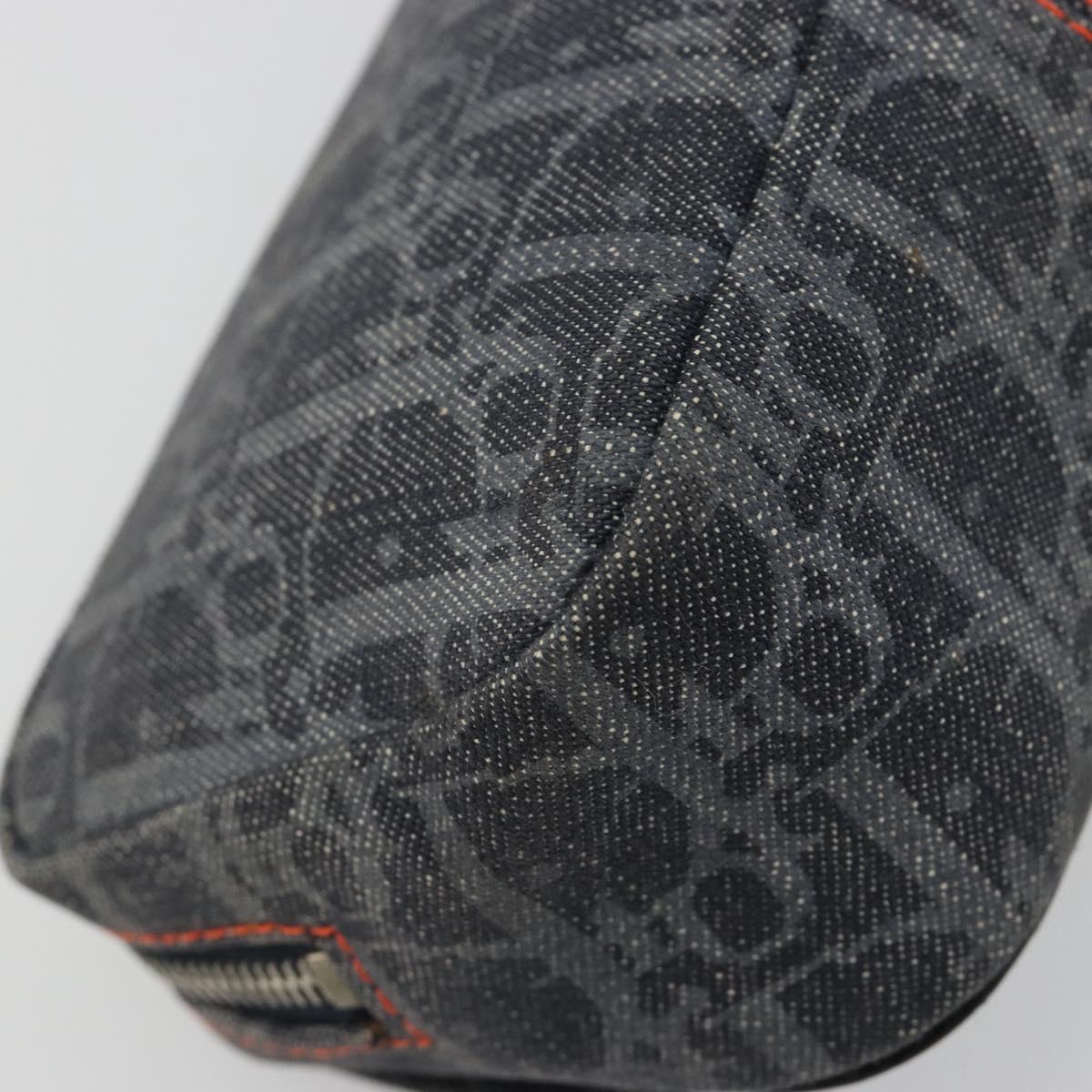 Christian Dior Trotter Canvas Flight Pouch Black Silver Auth 186406