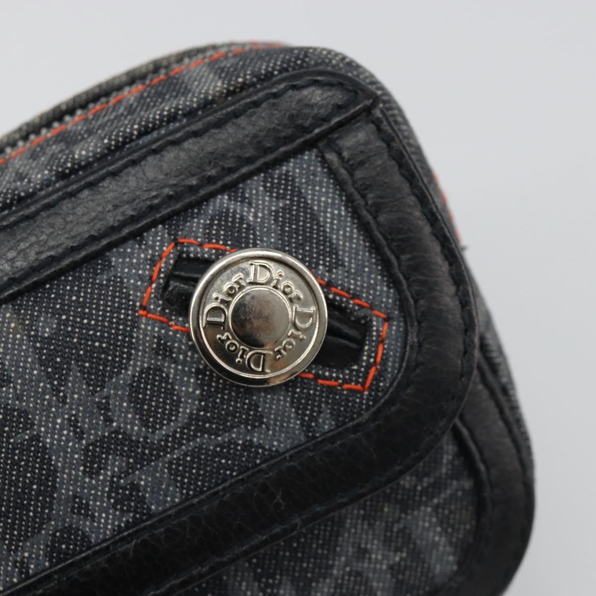Christian Dior Trotter Canvas Flight Pouch Black Silver Auth 186406