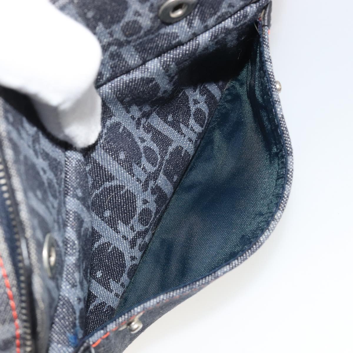 Christian Dior Trotter Canvas Flight Pouch Black Silver Auth 186406