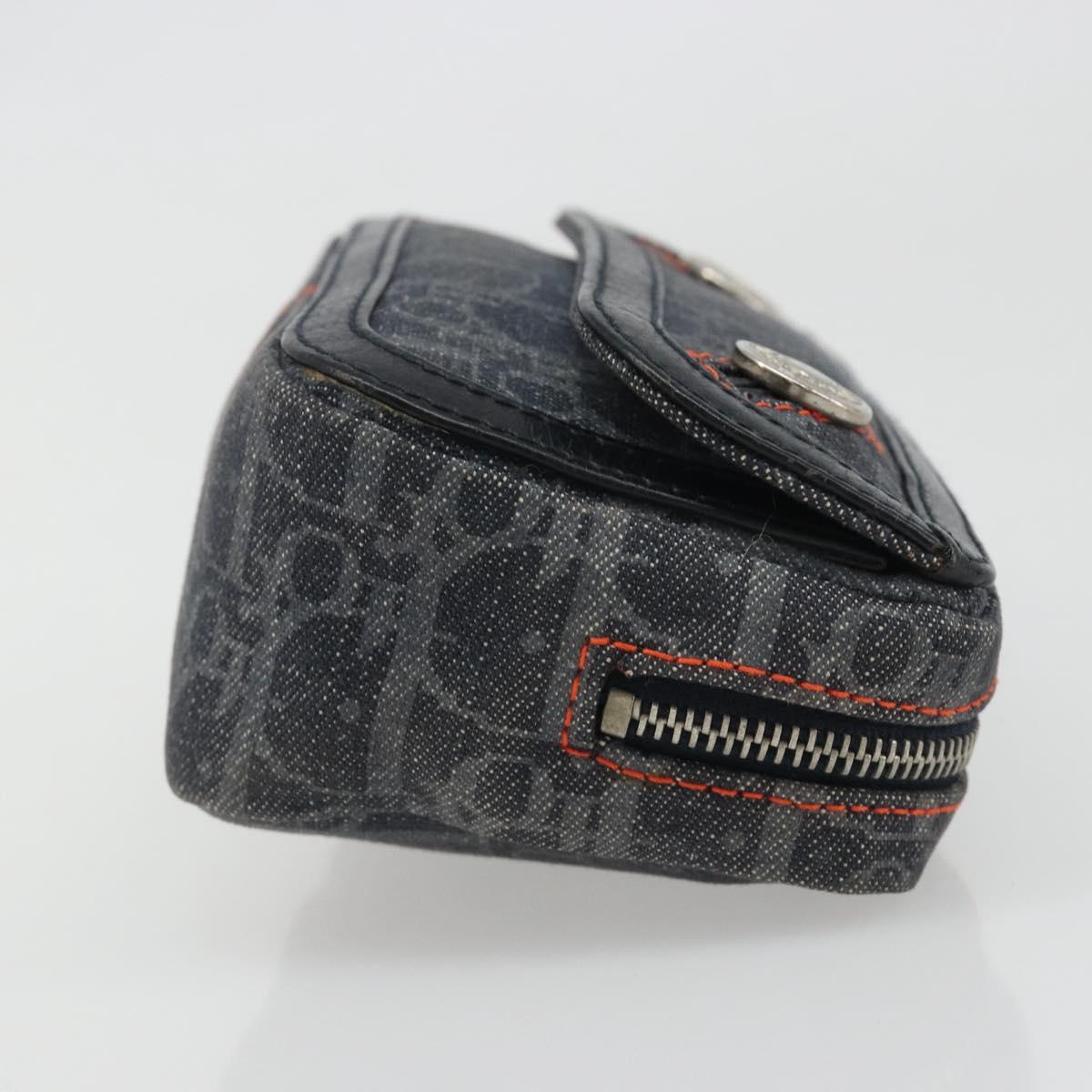 Christian Dior Trotter Canvas Flight Pouch Black Silver Auth 186406