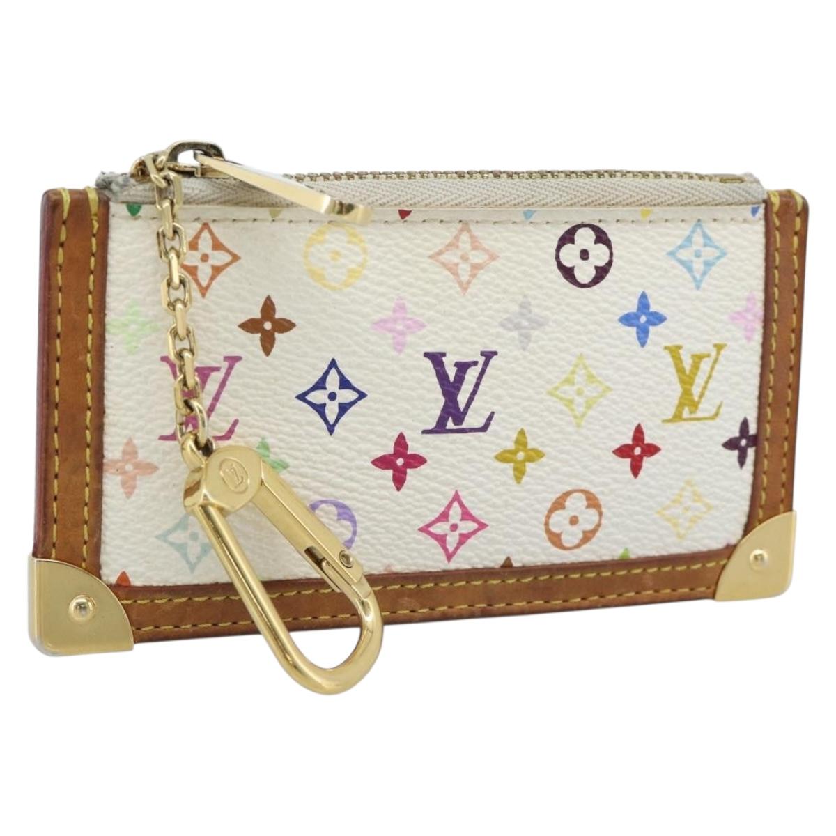LOUIS VUITTON Monogram Multicolor Pochette Cles Purse White M92655 Auth 186408