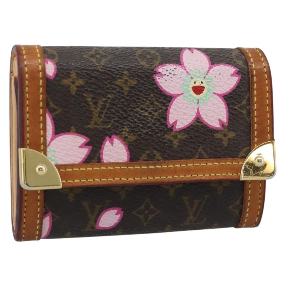 LOUIS VUITTON Cherry Blossom Porte Monnaie Plat Purse M92024 Auth 186409