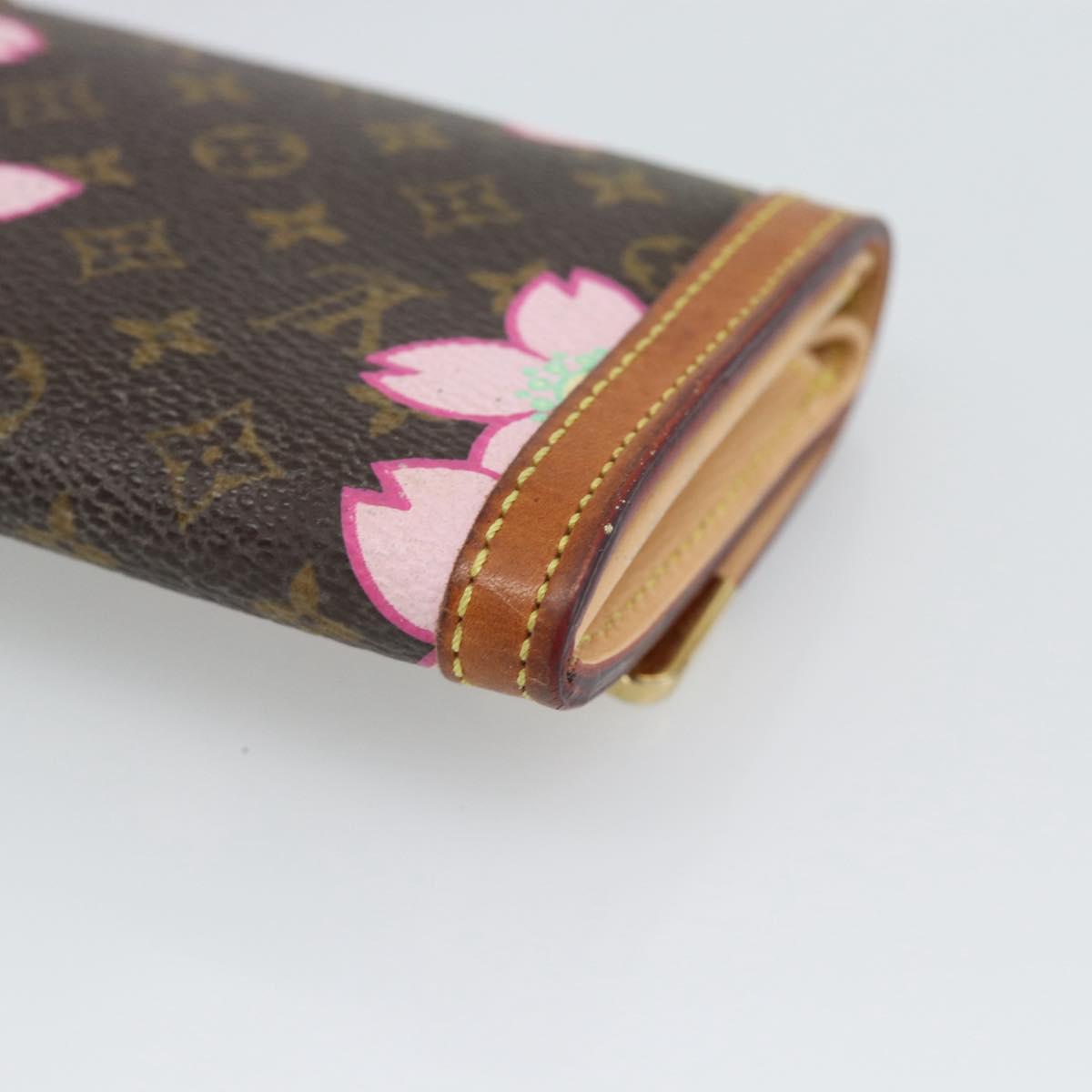 LOUIS VUITTON Cherry Blossom Porte Monnaie Plat Purse M92024 Auth 186409