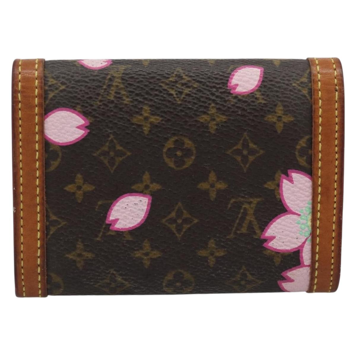 LOUIS VUITTON Cherry Blossom Porte Monnaie Plat Purse M92024 Auth 186409
