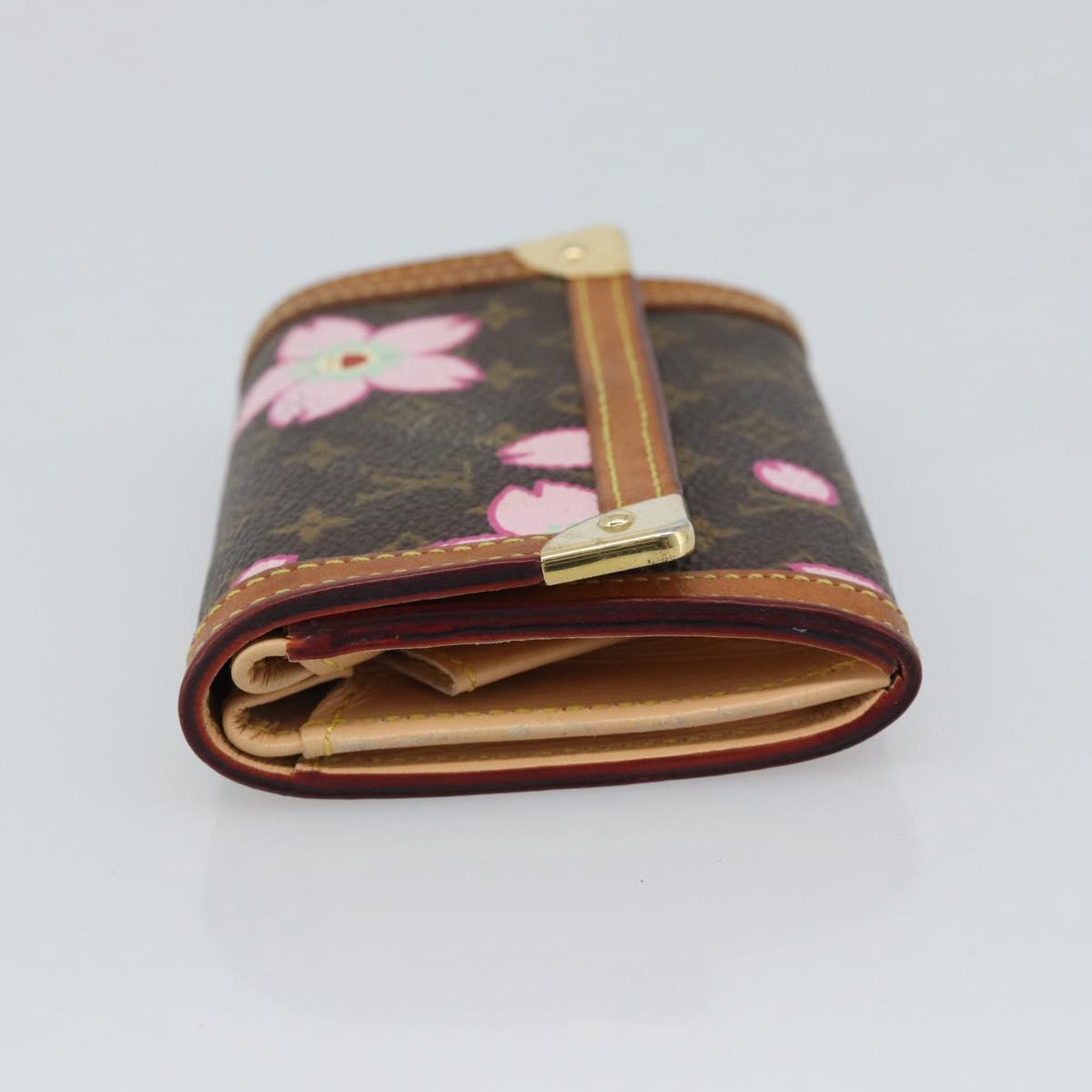 LOUIS VUITTON Cherry Blossom Porte Monnaie Plat Purse M92024 Auth 186409