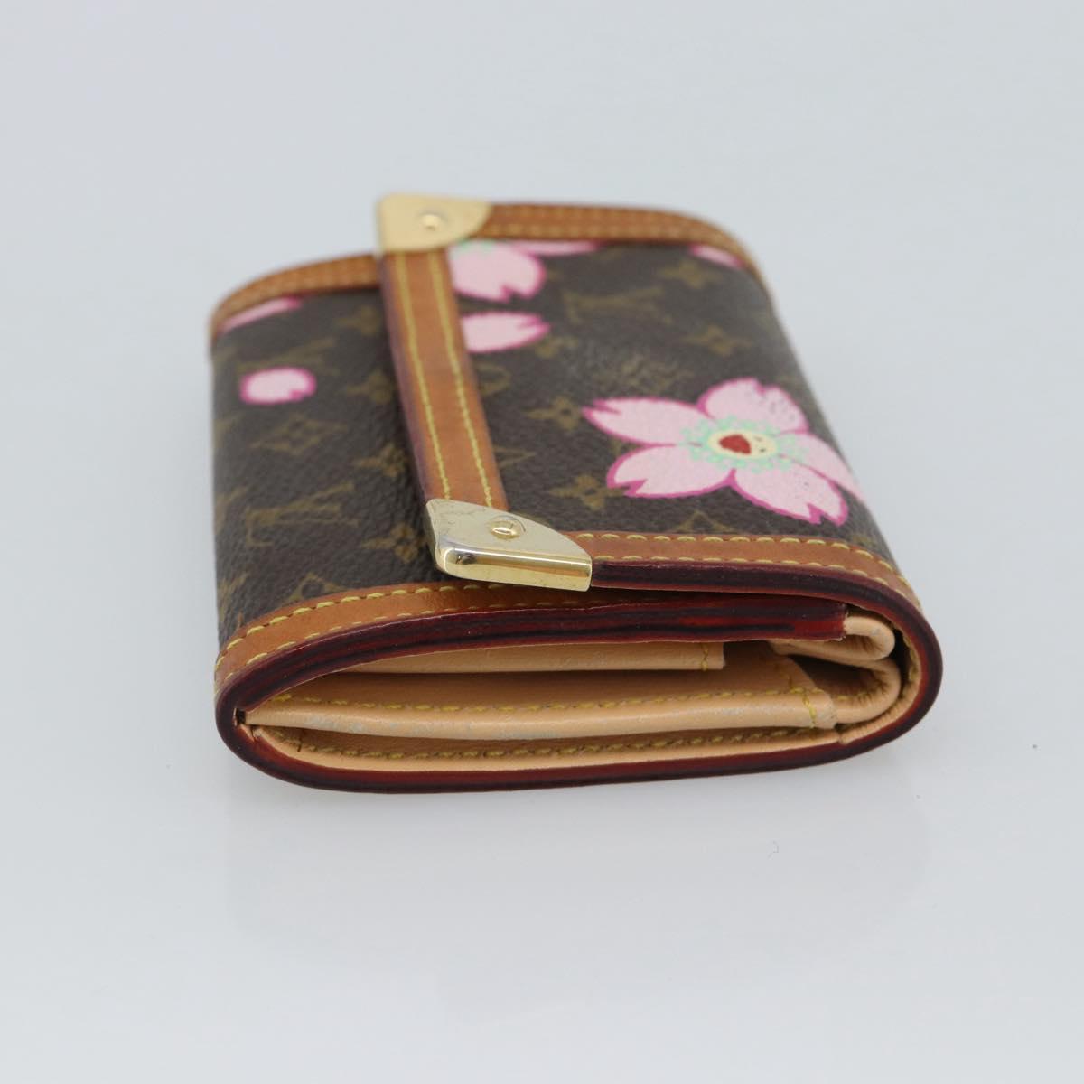 LOUIS VUITTON Cherry Blossom Porte Monnaie Plat Purse M92024 Auth 186409