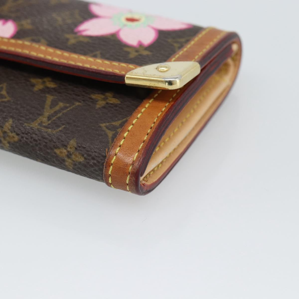 LOUIS VUITTON Cherry Blossom Porte Monnaie Plat Purse M92024 Auth 186409