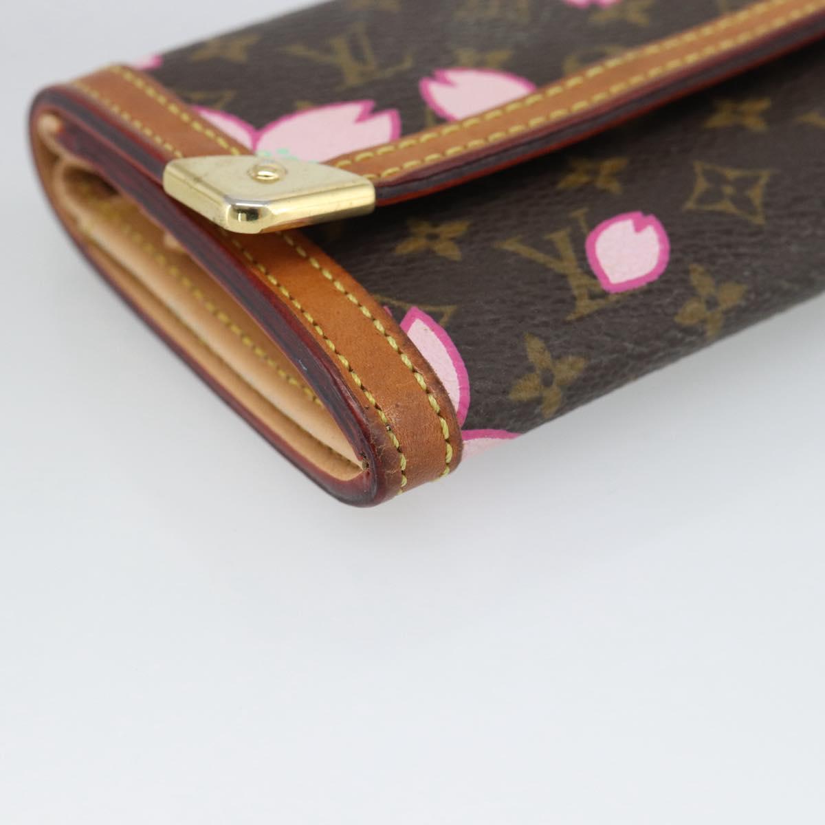 LOUIS VUITTON Cherry Blossom Porte Monnaie Plat Purse M92024 Auth 186409